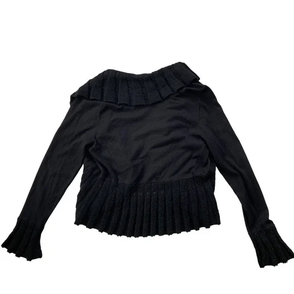 Cache Vintage Y2K Wool Blend Ribbed Cardigan Black Size Large - Picture 9 of 9